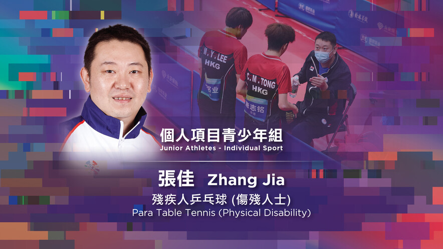 <p>The Coach of the Year Awards were presented to fencing coach Gregory Koenig, para badminton (physical disability) coach Liew Nammin, table tennis coach Li Ching, boccia coach Kwok Hart-wing, athletics coach Szeto Man-ho, and para table tennis (physical disability) coaches Zhang Jia and Dong Yuchen.</p>
